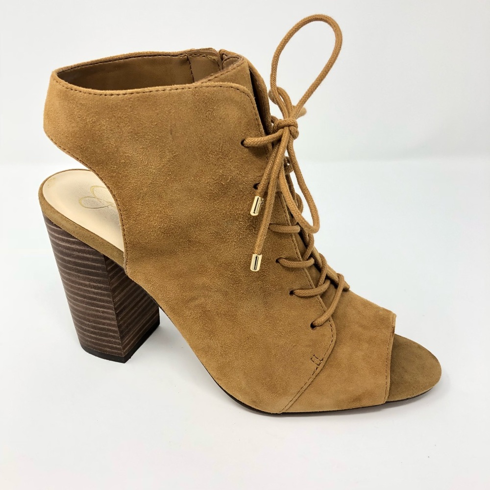 Jessica Simpson Brown Open Toe Peep Booties 8